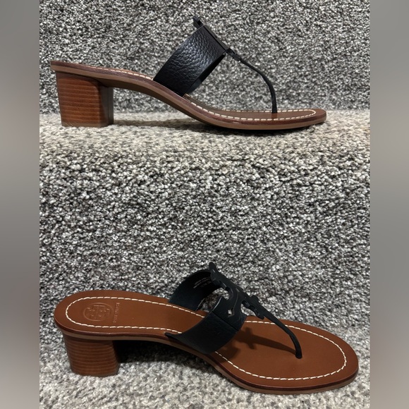 NEW Tory Burch Moore Black Leather Heeled Sandals - Picture 3 of 14